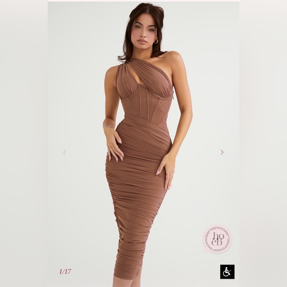House of CB Chocolate One-Shoulder Dress